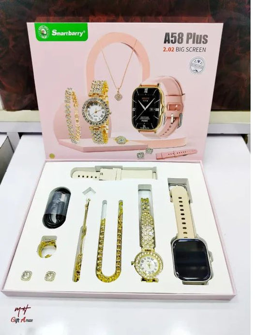 A58 Plus Smart Watch 5-in-1 Luxury Gift Set